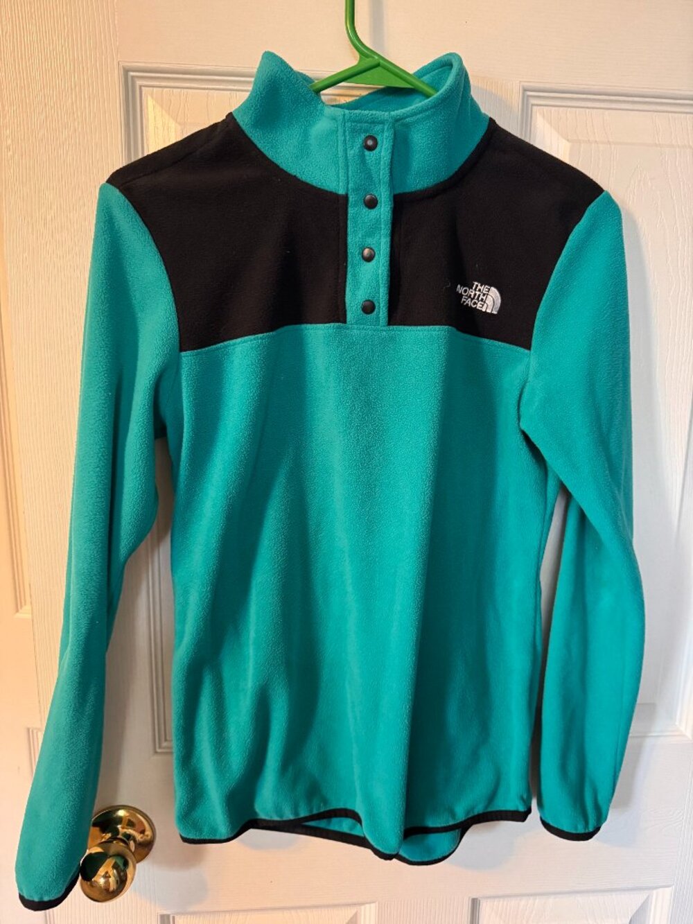 The North Face 1/4 Snap Fleece Pullover Women's XS Teal Black Lightweight
